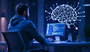 KI Softwareentwicklung Programmierer am Arbeitsplatz