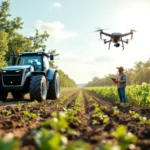 Technologie Landwirtschaft moderne Technologien auf dem Feld im Einsatz