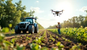 Technologie Landwirtschaft moderne Technologien auf dem Feld im Einsatz