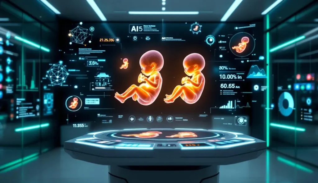 KI Embryologie 2 Babys auf einem Bildschirm