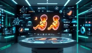 KI Embryologie 2 Babys auf einem Bildschirm